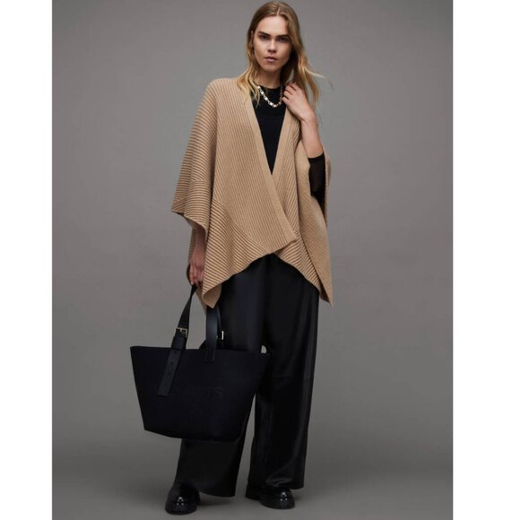 All Saints Sweaters - AllSaints Robyn Ribbed Ruana Scarf Women's One Size Wool Blend